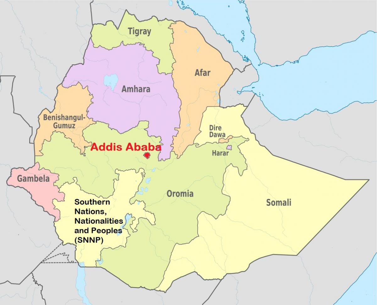 addis Abeba, äthiopien Karte Welt