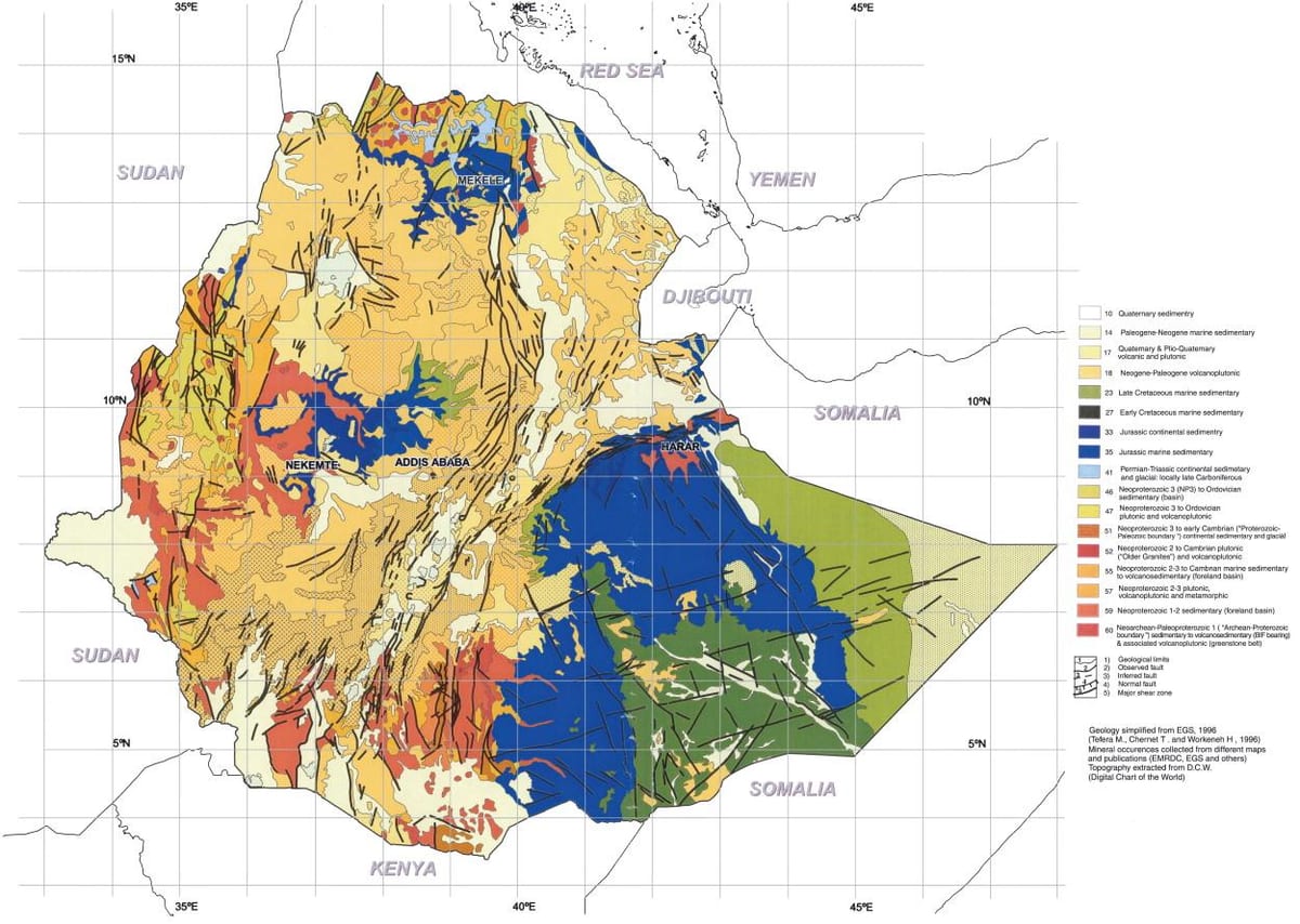 Karte der geologischen Karte von äthiopien