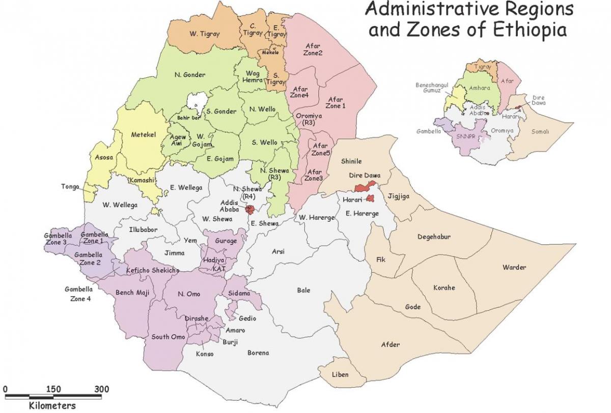 Äthiopische Karte von der region