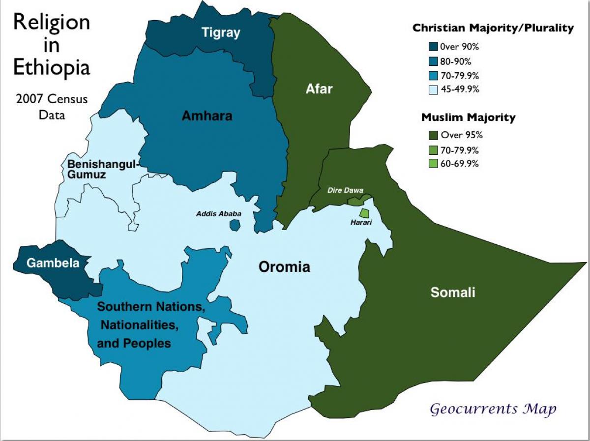 Karte von äthiopien religion
