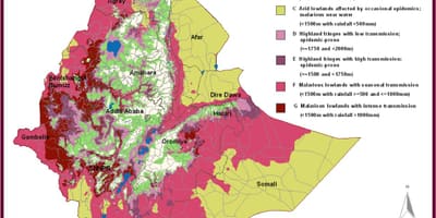 Karte von äthiopien malaria